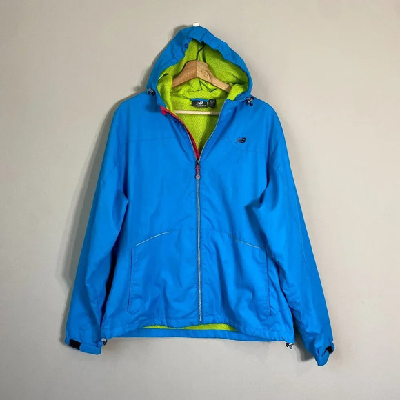 New Balance Windbreaker Rain Running Hooded Jacket Women's XXL Long Sleeve Blue - Picture 2 of 16